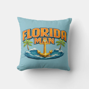 Florida Man Life Nautical Anchor Beach House Decor Cushion