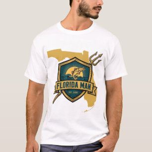 Florida Man Logo Badge Fishing Brand T-Shirt
