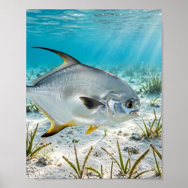 Florida Man Permit Sand Flat Keys Fish Poster (Front)