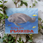 Florida Manatee Watercolor underwater Postcard<br><div class="desc">This design may be personalised in the area provided by changing the photo and/or text. Or it can be customised by clicking Personalise this Template and then choosing the click to customise further option and delete or change the colour of the background, add text, change the text colour or style,...</div>