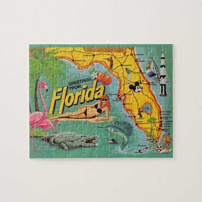 Florida Map 8x10 Jigsaw Puzzle (Horizontal)
