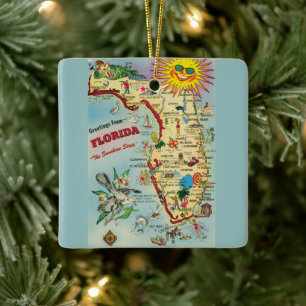  Florida Map Ceramic Ornament