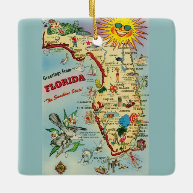  Florida Map Ceramic Ornament (Front)