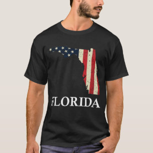 Florida Map State American Flag 4th Of July Pride T-Shirt