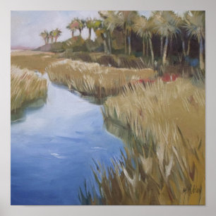 Florida marshland wilderness grasses and palm tree poster