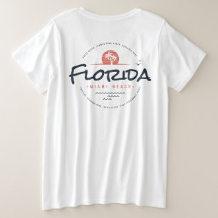 Florida Miami Beach Retro Sunset Palm Tropical  Plus Size T-Shirt