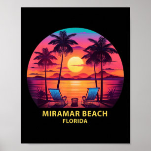 Florida Miramar Beach Shirt Colourful Palm Trees B Poster