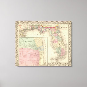 Florida, Mobile Map by Mitchell Canvas Print