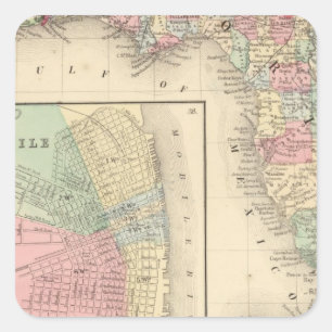 Florida, Mobile Map by Mitchell Square Sticker