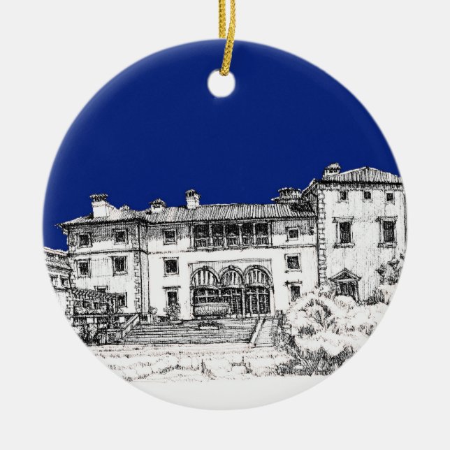 Florida museum in blue ceramic tree decoration (Front)