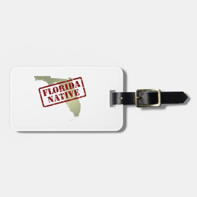 Florida Native Stamped on Map Luggage Tag (Front Horizontal)