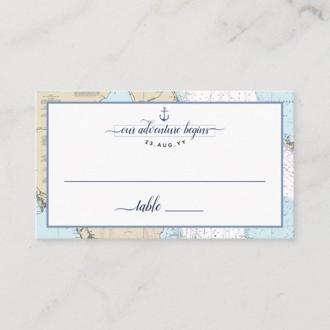 #Florida #Nautical Chart Anchor #Wedding / Event Place Card (Front)