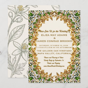 Florida Orange Blossom Vertical Wedding Invitation