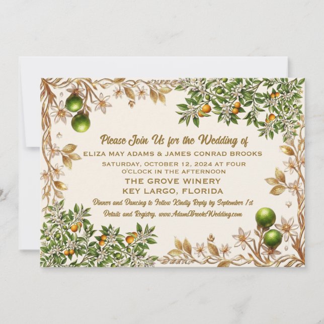 Florida Orange Blossom Wedding Invitation (Front)