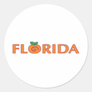 FLORIDA Orange Text Classic Round Sticker