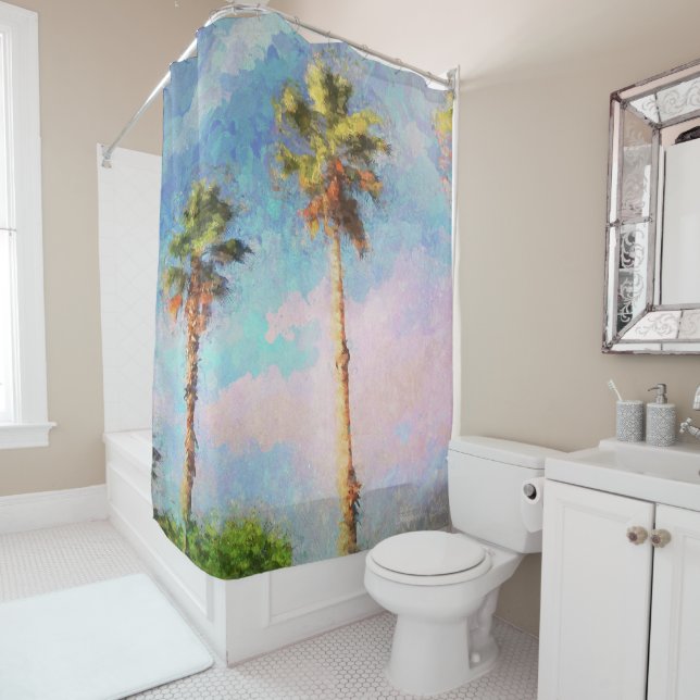 Florida Painted Palms Shower Curtain (In Situ)
