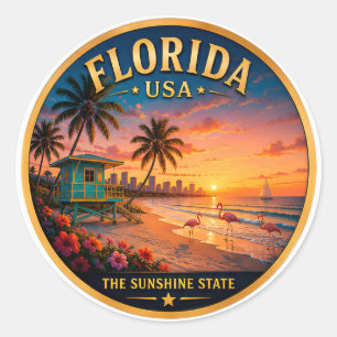 Florida Palm Beach Vacation Memories 🟡 Classic Round Sticker