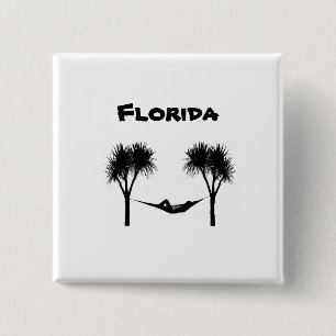Florida Palm Trees and Hammock Black/White 15 Cm Square Badge