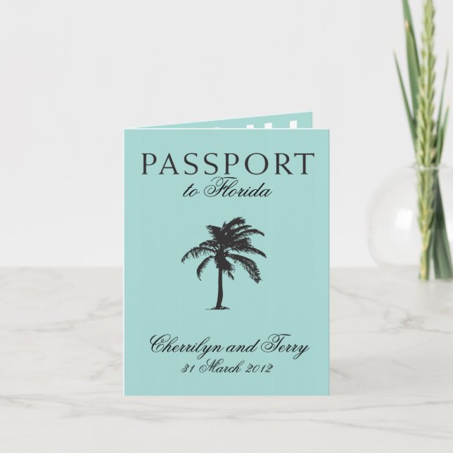 Florida Passport Wedding Save the Date Announcement (Front)
