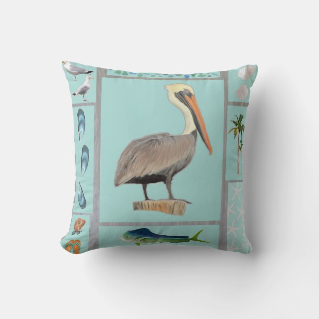 Florida Pelican Motif Cushion (Front)