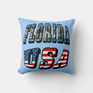 Florida Picture and USA Flag Text Cushion