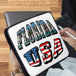 Florida Picture and USA Flag Text Laptop Sleeve