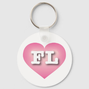 Florida Pink Fade Heart - I love FL Key Ring