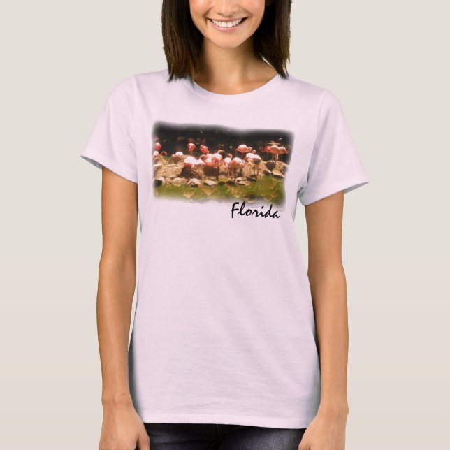Florida pink flamingo ladies shirt (Front)