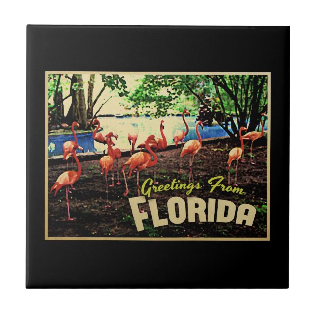 Florida Pink Flamingos Tile (Front)