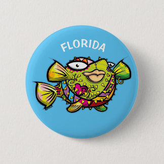 Florida puffer fish 6 cm round badge