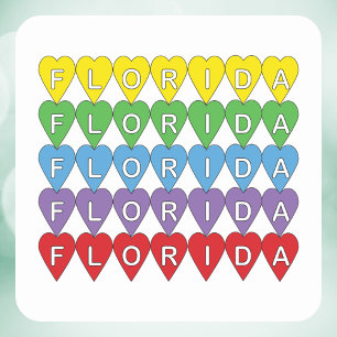 Florida Rainbow Hearts Square Sticker