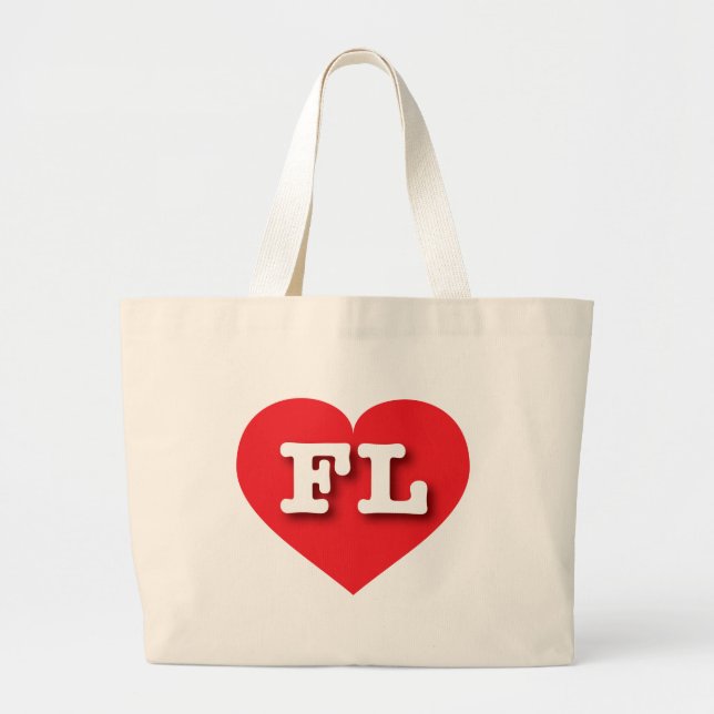 Florida Red Heart - I love FL Large Tote Bag (Front)