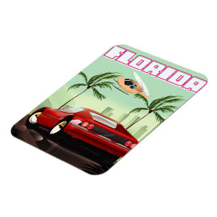 Florida red retro sports car magnet