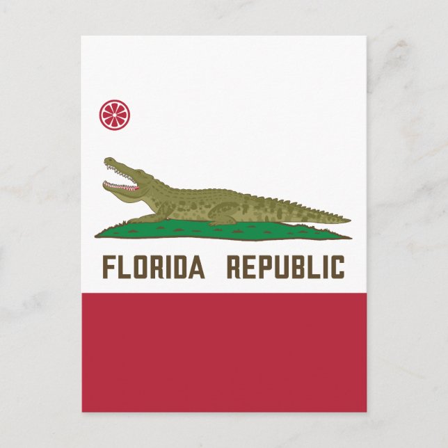 Florida Republic Alligator Flag Crocodile Postcard (Front)