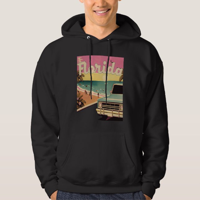 Florida Retro Beach Vacation Souvenir  Florida Sur Hoodie (Front)