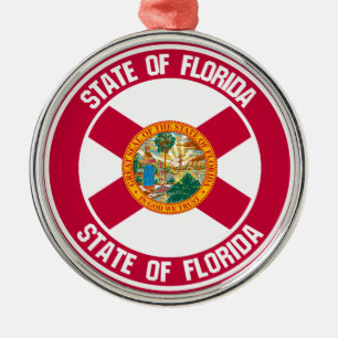 Florida Round Emblem Metal Tree Decoration