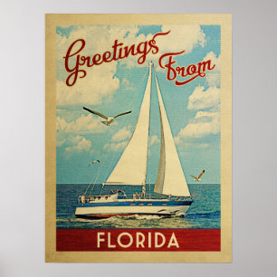 Florida Sailboat Vintage Travel Poster