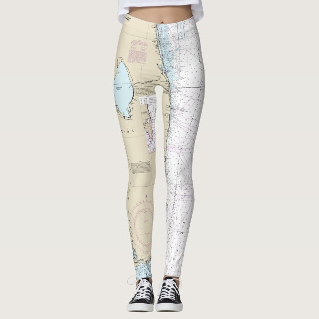 Florida Sailing Authentic Nautical Chart Boater's Leggings (Front)