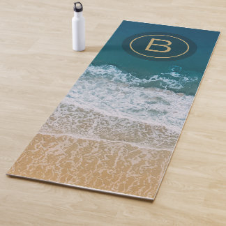 Florida Sandy Beach Turquoise Sea Golden Monogram Yoga Mat