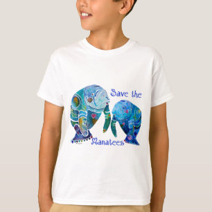 Florida Save the Manatees in Vivid Blues T-Shirt