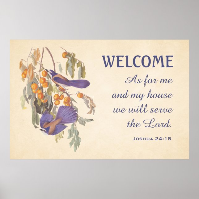 Florida Scrub Jay Birds and Verse Doormat Poster (Front)
