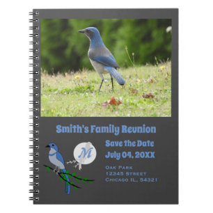 Florida Scrub Jay Family Reunion Monogram Photo Notebook