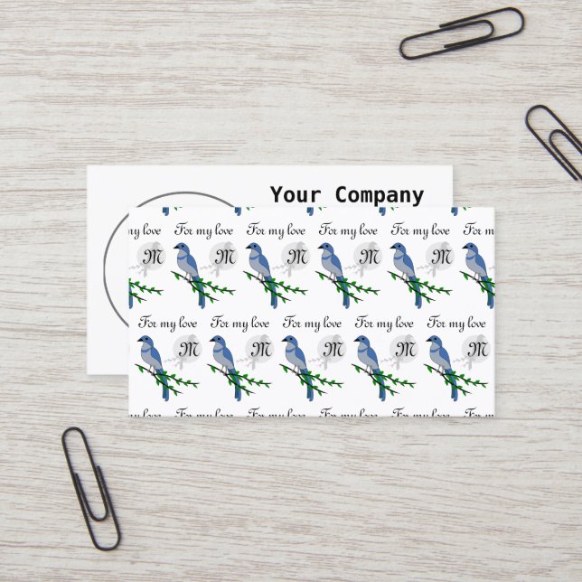 Florida Scrub Jay Monogram Crest Business Card (Front/Back In Situ)
