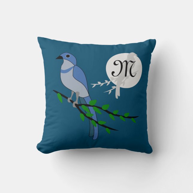 Florida Scrub Jay Monogram Crest Cushion (Front)