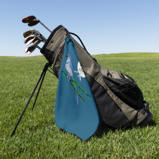 Florida Scrub Jay Monogram Crest Golf Towel (Green)