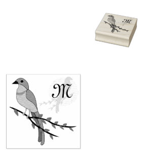 Florida Scrub Jay Monogram Crest Rubber Stamp