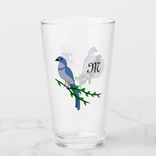 Florida Scrub Jay Monogram Glass