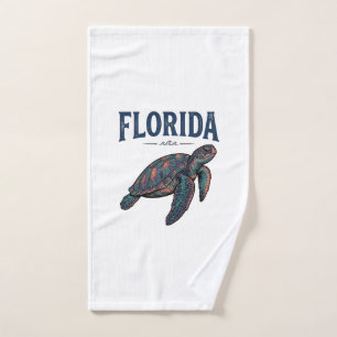 Florida Sea Turtle Vintage Engraving Graphic_1 Hand Towel