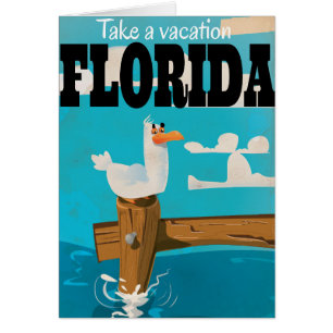 Florida seagull vintage travel poster.