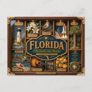Florida Shadow Box 3D Figurine State Postcard